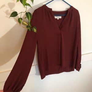 NWOT Loft Maroon Blouse Size S